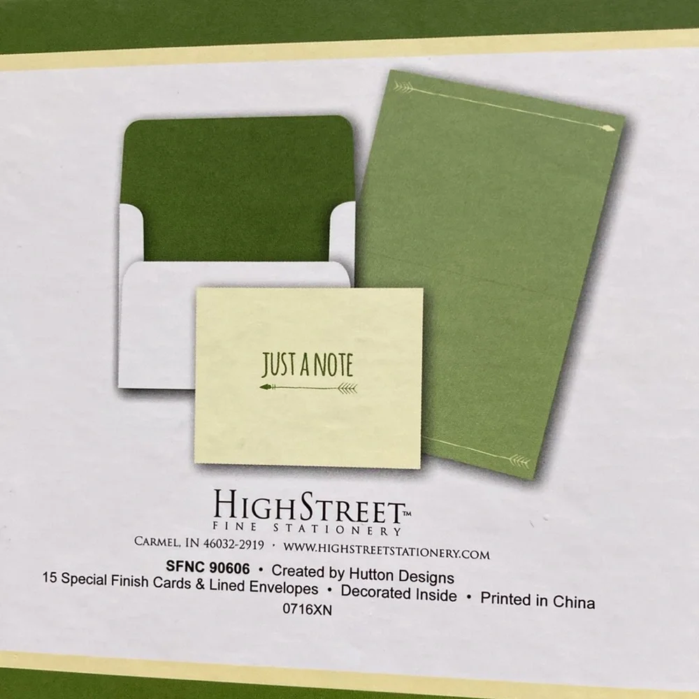 Stationery 15 Count “Just A Note” Greeting Cards Thank you Notes Envelopes NIB